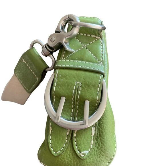 Tignanello Y2K Pebble Leather Bag Removable Canvas Shoulder Strap Kelly Green - Picture 8 of 12